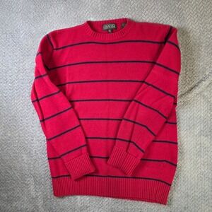 Stratum Men's XL Tall Red Striped Crewneck Sweater Long Sleeve Classic Knit